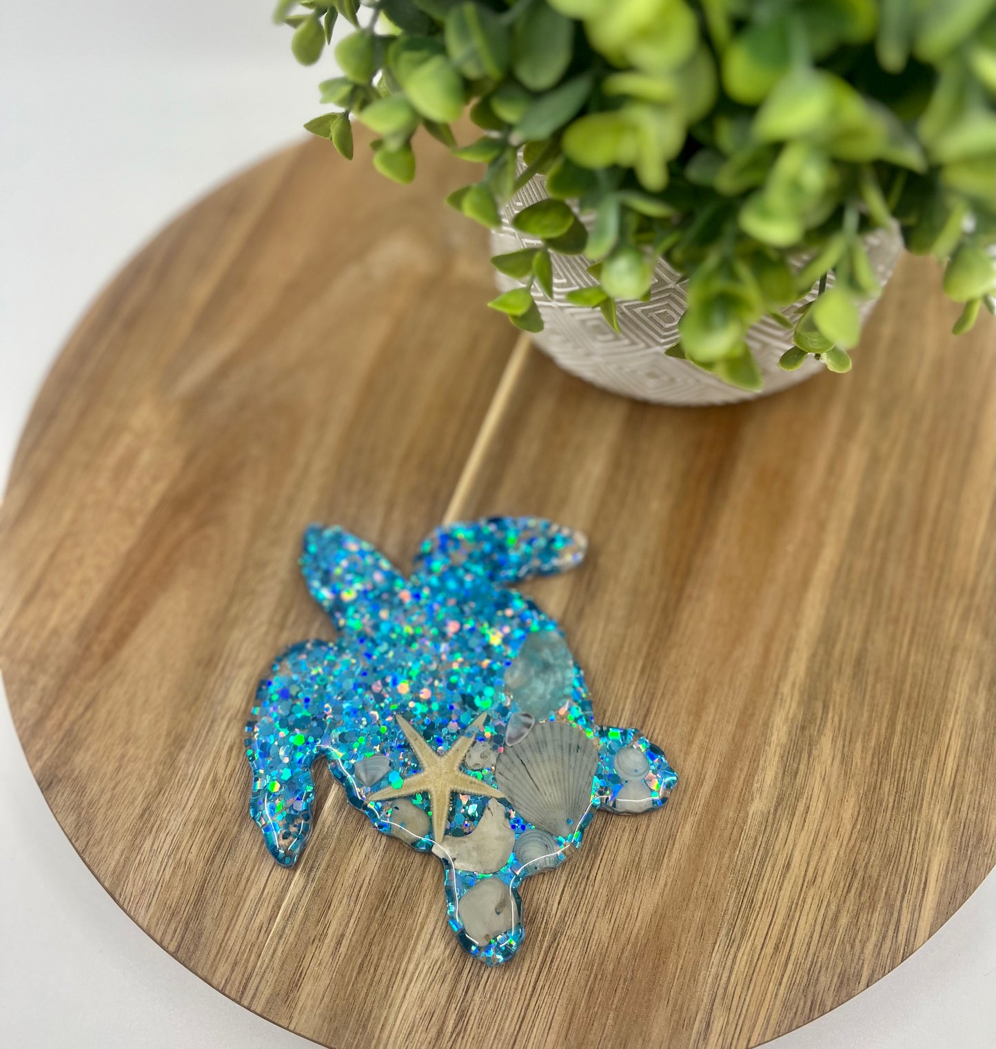Coaster - Sea Turtle BLUE Glitter Bomb and Outer Banks Shells and Starfish