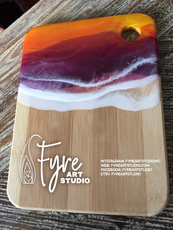 Sunset on Bamboo Small Resin Cutting Board – Fyre Art Studio