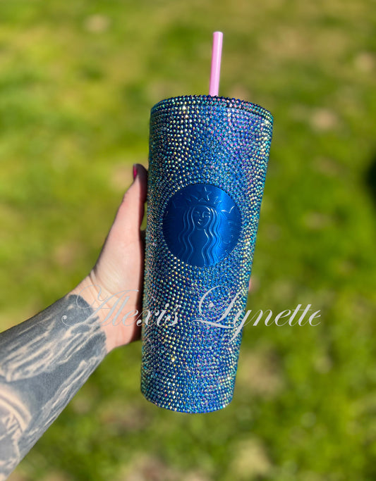 Starbucks Rhinestone Tumbler #1 Blue Iridescent by Koalas Customs