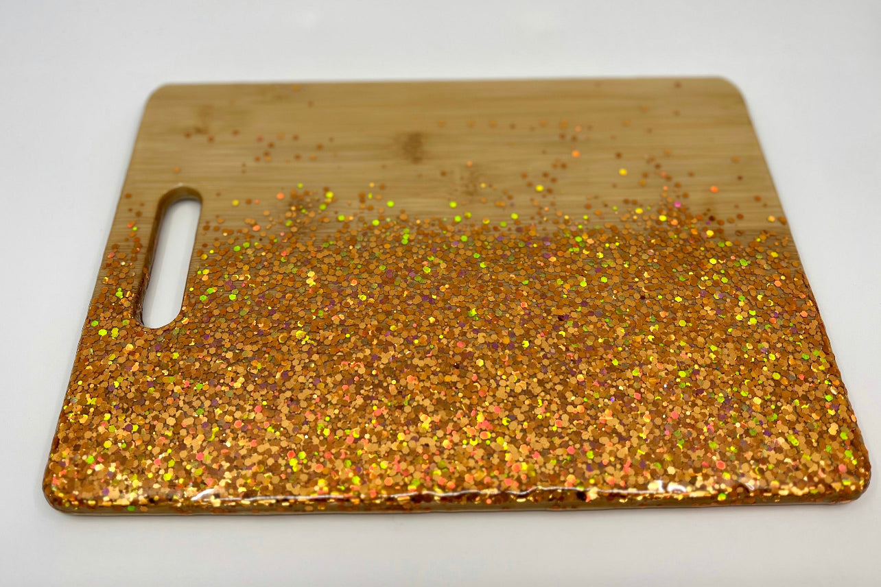 Copper Glitter Bomb Decorative Tray with handle