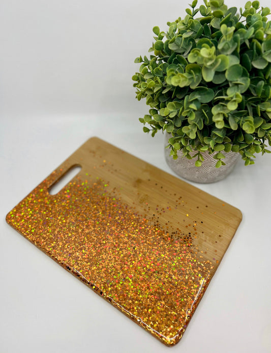 Copper Glitter Bomb Decorative Tray with handle
