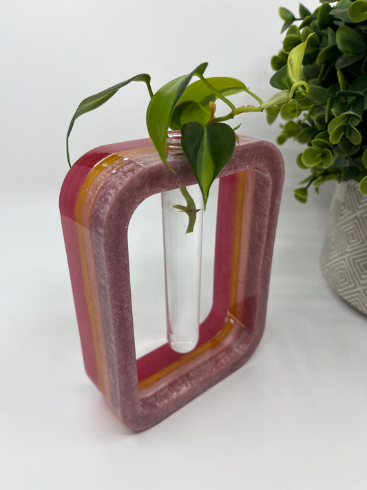 Plant Test Tube Resin Starter Vase - Pink, Orange and Magenta