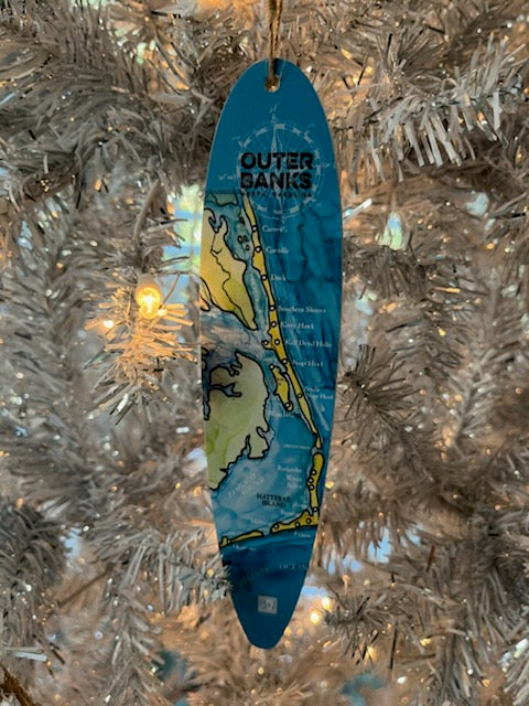 8" Small OBX Map Surfboard Ornaments