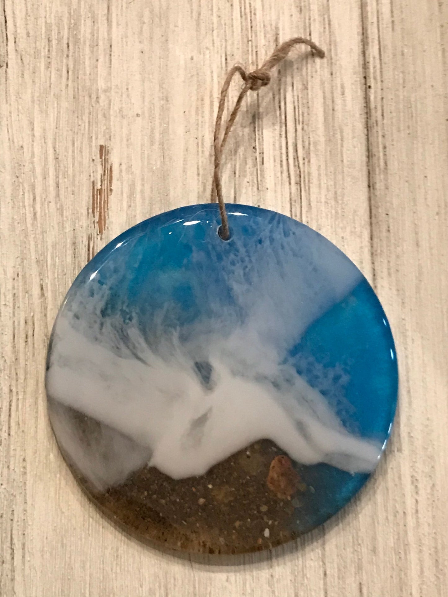 Round Resin Ocean Waves and Outer Banks Sand Ornament