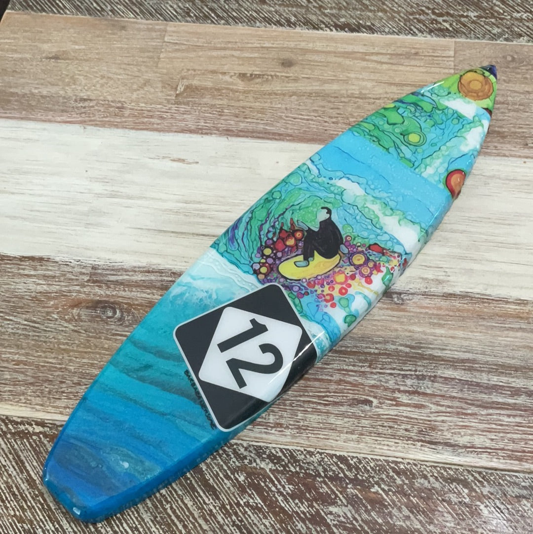 Surfboard Abstract. Resin Wood Surfboard Abstract 5.5" x 22"